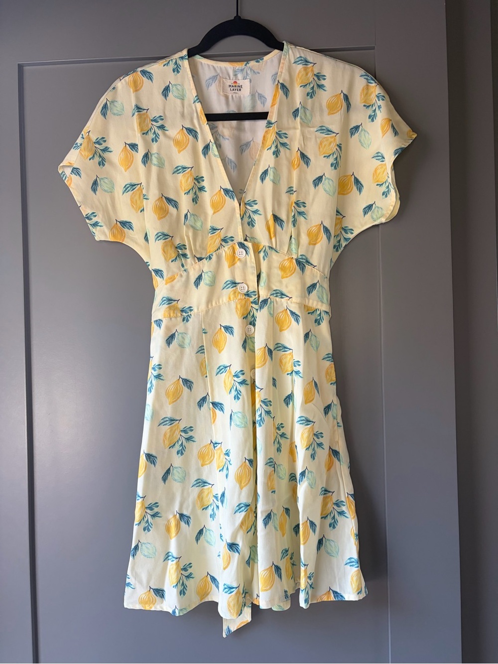Marine Layer Lemon-Print Yellow Mini Dress